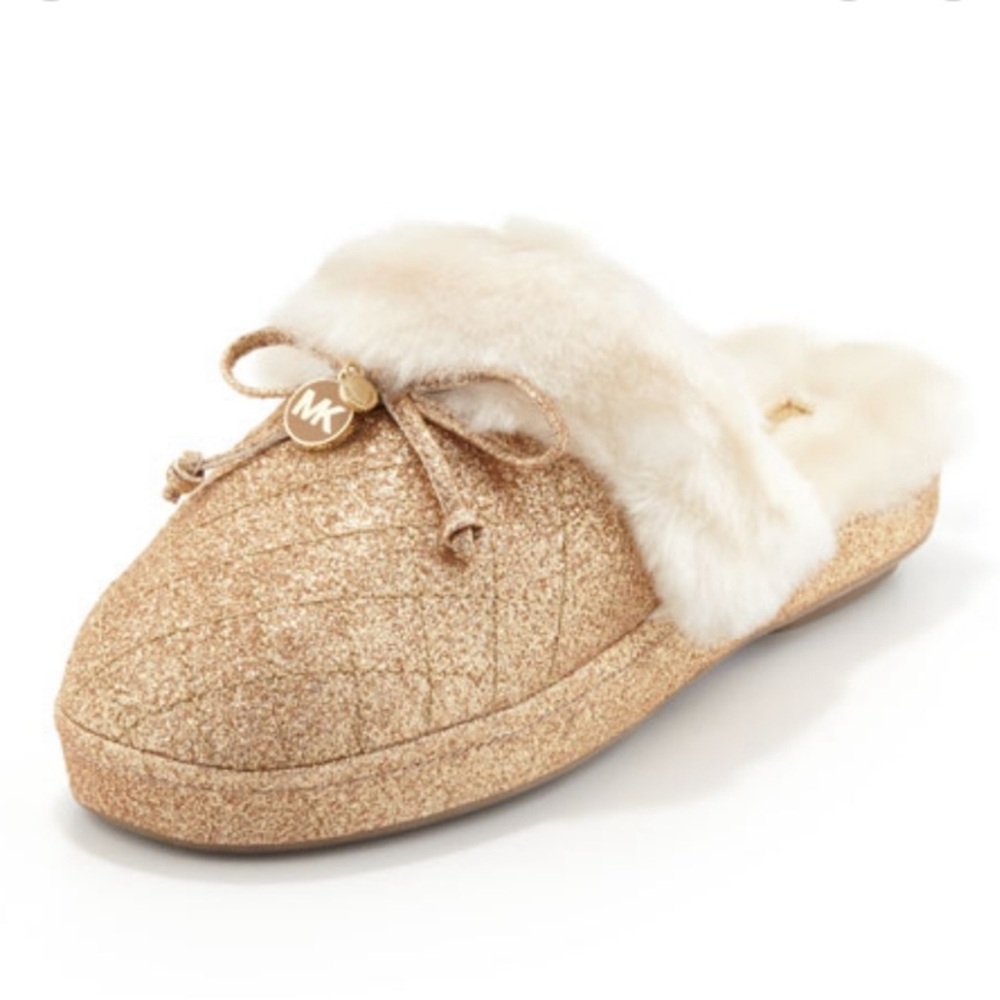 Michael Kors Glittery Gold Carter slippers